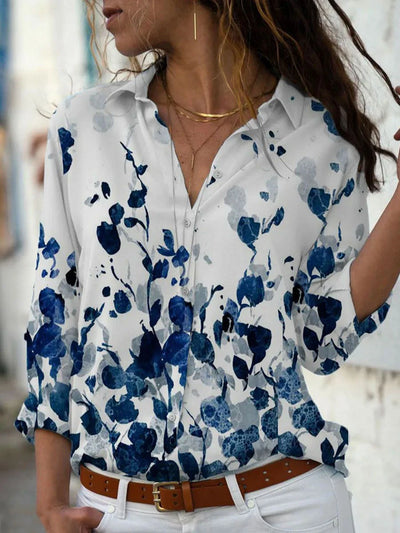 Fashion casual printed shirt woman Elegant long-sleeved