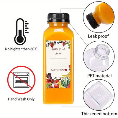 16 Leak-Proof Reusable Plastic Juice Bottles with Tamper-Resistant