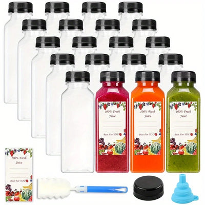 16 Leak-Proof Reusable Plastic Juice Bottles with Tamper-Resistant