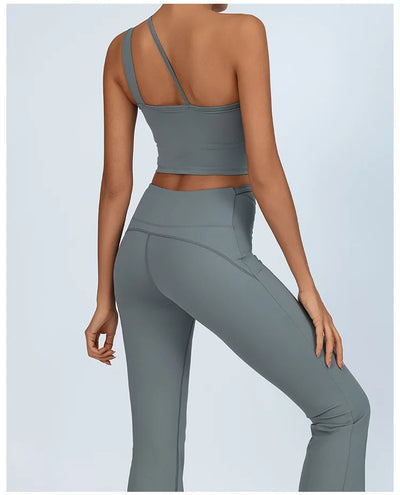 Yoga Set Sleeveless Single Shoulder