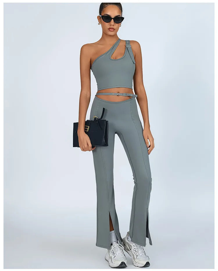 Yoga Set Sleeveless Single Shoulder