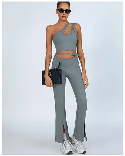 Yoga Set Sleeveless Single Shoulder